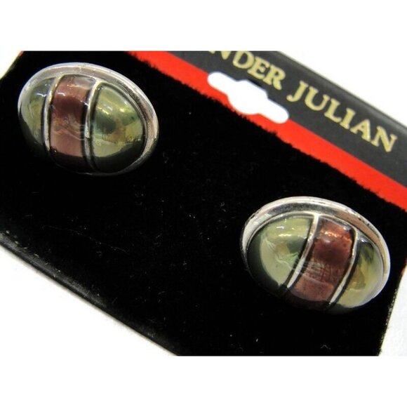 Vintage Alexander Julian Cufflinks Silver Plated Enamel - Picture 1 of 14